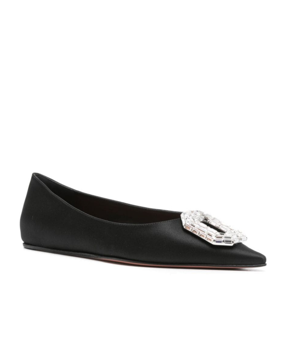 Shop Amina Muaddi Pointed Flat Shoes In Black