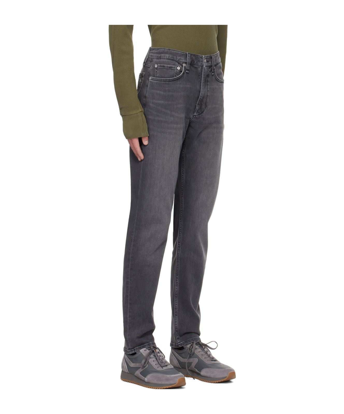 Rag & Bone Belt Ring Denim Trousers In Black