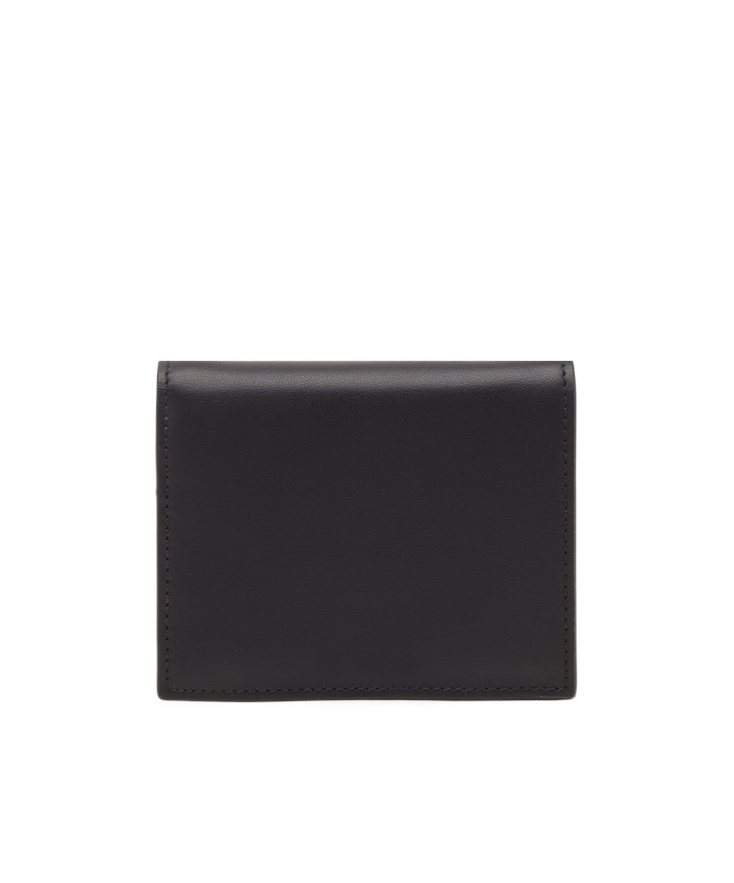 Ferragamo Logo Stamp Compact Wallet In Calf Leather In Black