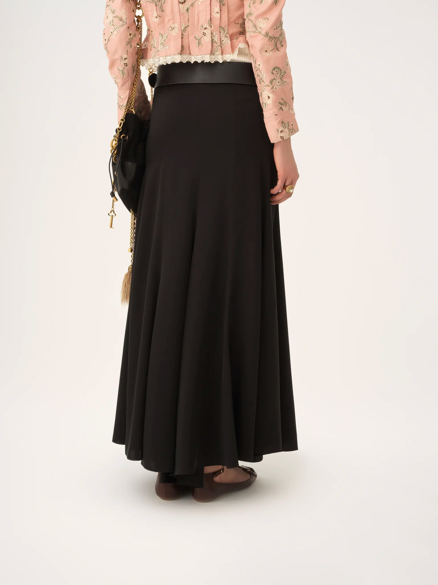 Chloé Fluid Maxi Skirt In Washed Silk Satin In Black