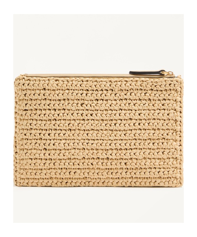 Valentino Garavani Garavani Viva Superstar Small Pouch In Synthetic Raffia Woman Natural Uni In Black