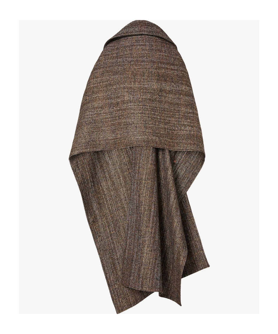 Fendi Rust Wool And Alpaca Cape In Brown