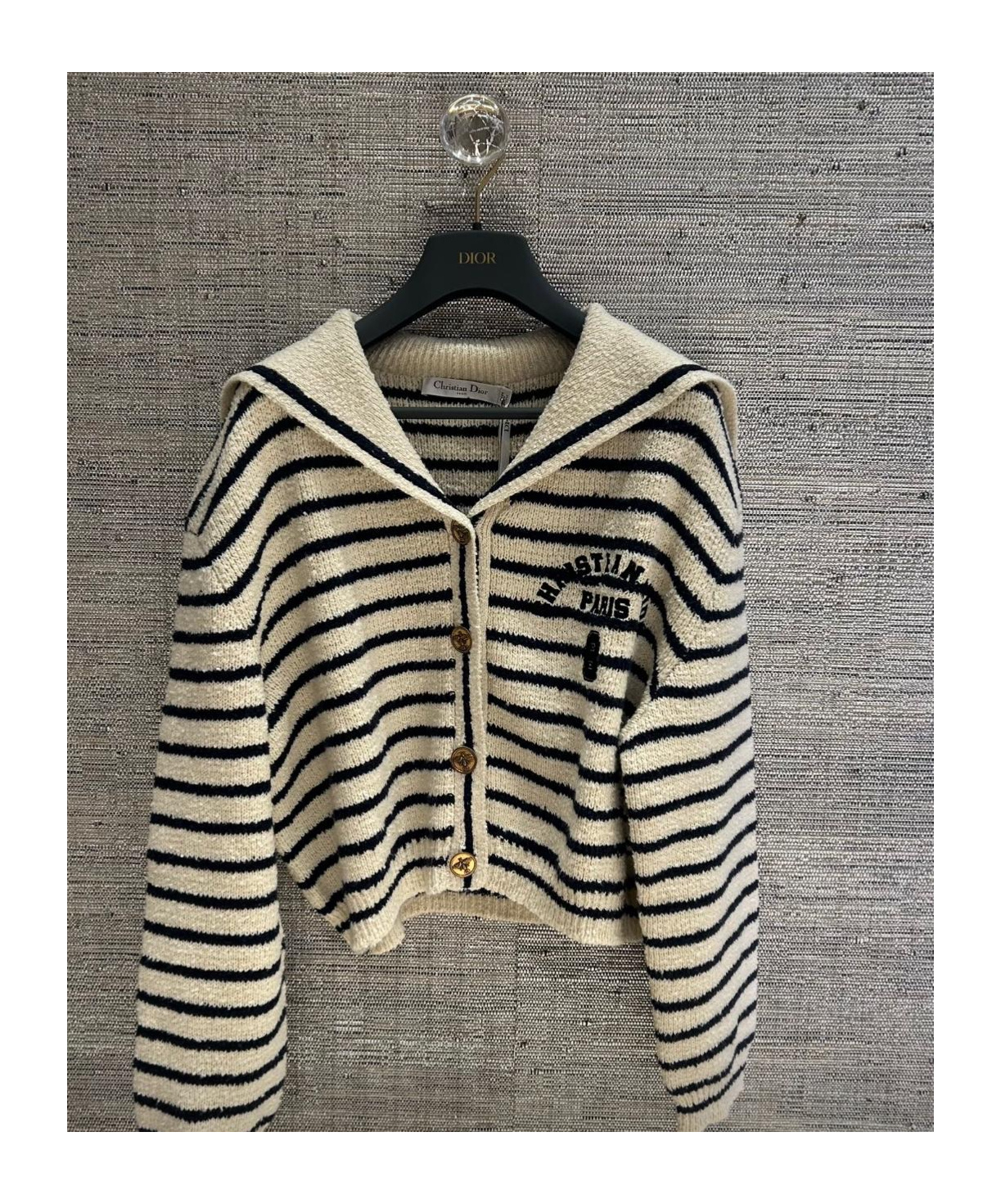 Dior Striped Knitwear Cardigan Long Sleeves In Brown