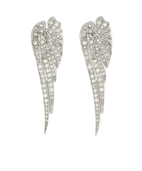 Palm Angels Angel Wing Strass Earrings In Silver