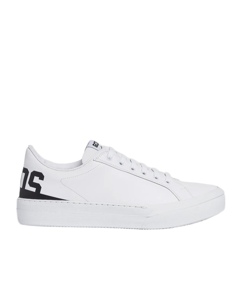 Gcds Logo-print Leather Sneakers In White