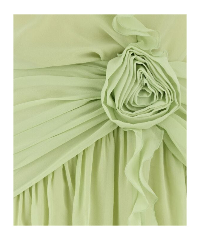 BLUMARINE BLUMARINE ONE-SHOULDER 3D ROSE RUFFLED DRESS