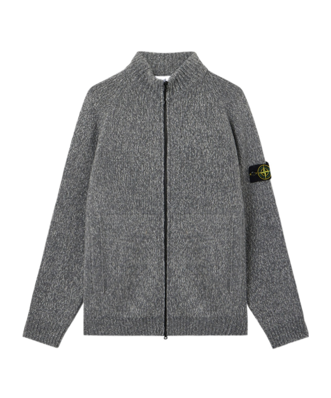 Stone Island Logo-patch Cardigan In Gray