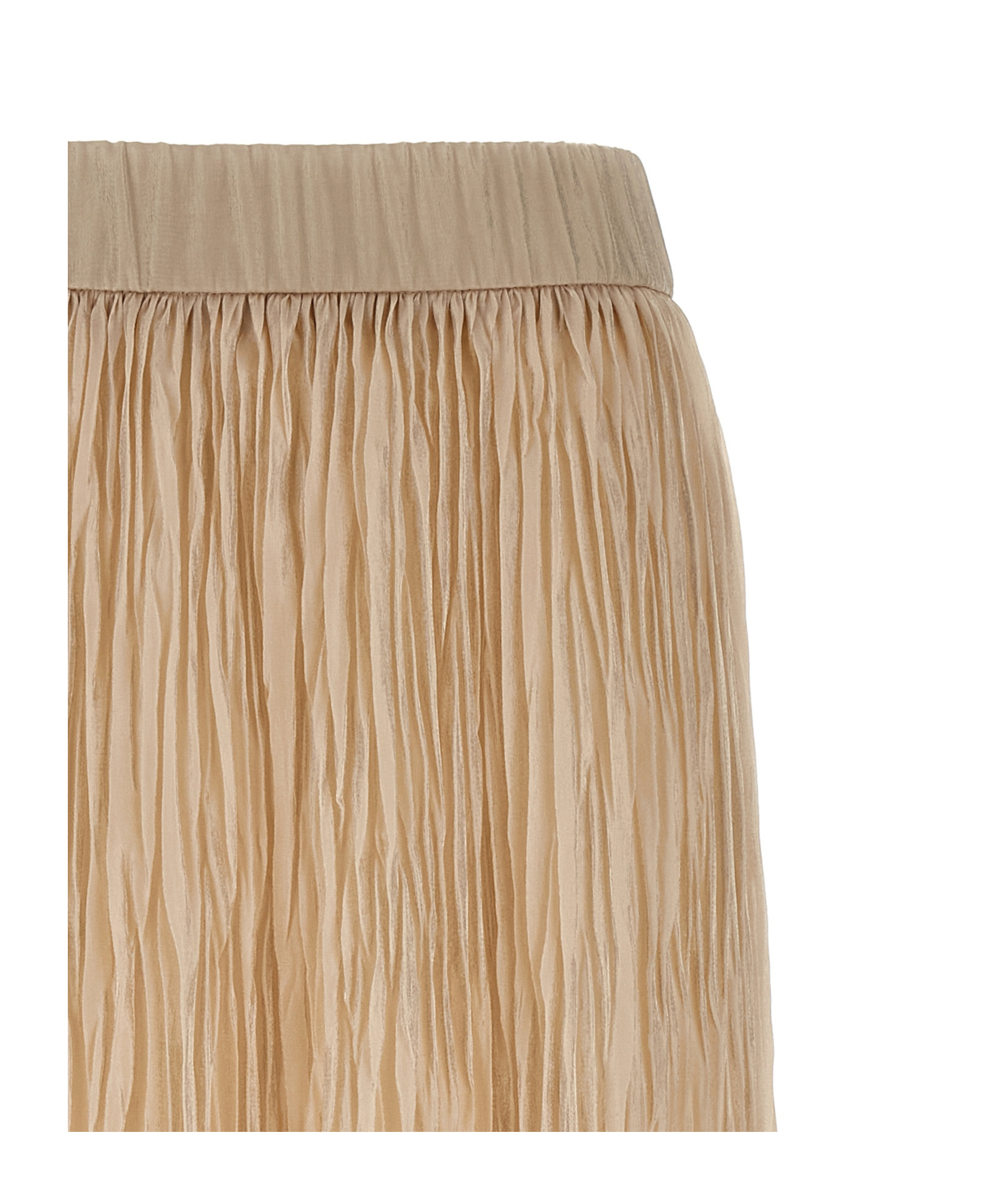 Peserico Textured Pleated Skirt Elastic Waistband In Brown