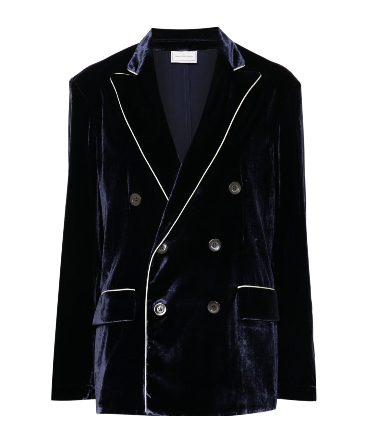 Pierre-louis Mascia Double-breasted Velvet Jacket With Peak Lapels In Black