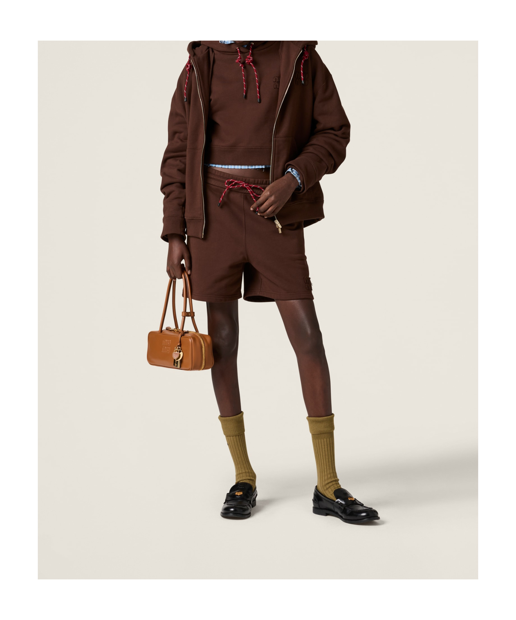 Miu Miu Drawstring Shorts In Brown