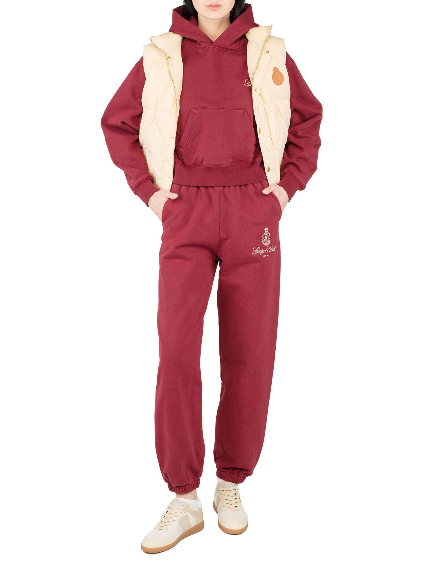 Sporty And Rich Long-sleeved Hooded Hoodie In Red