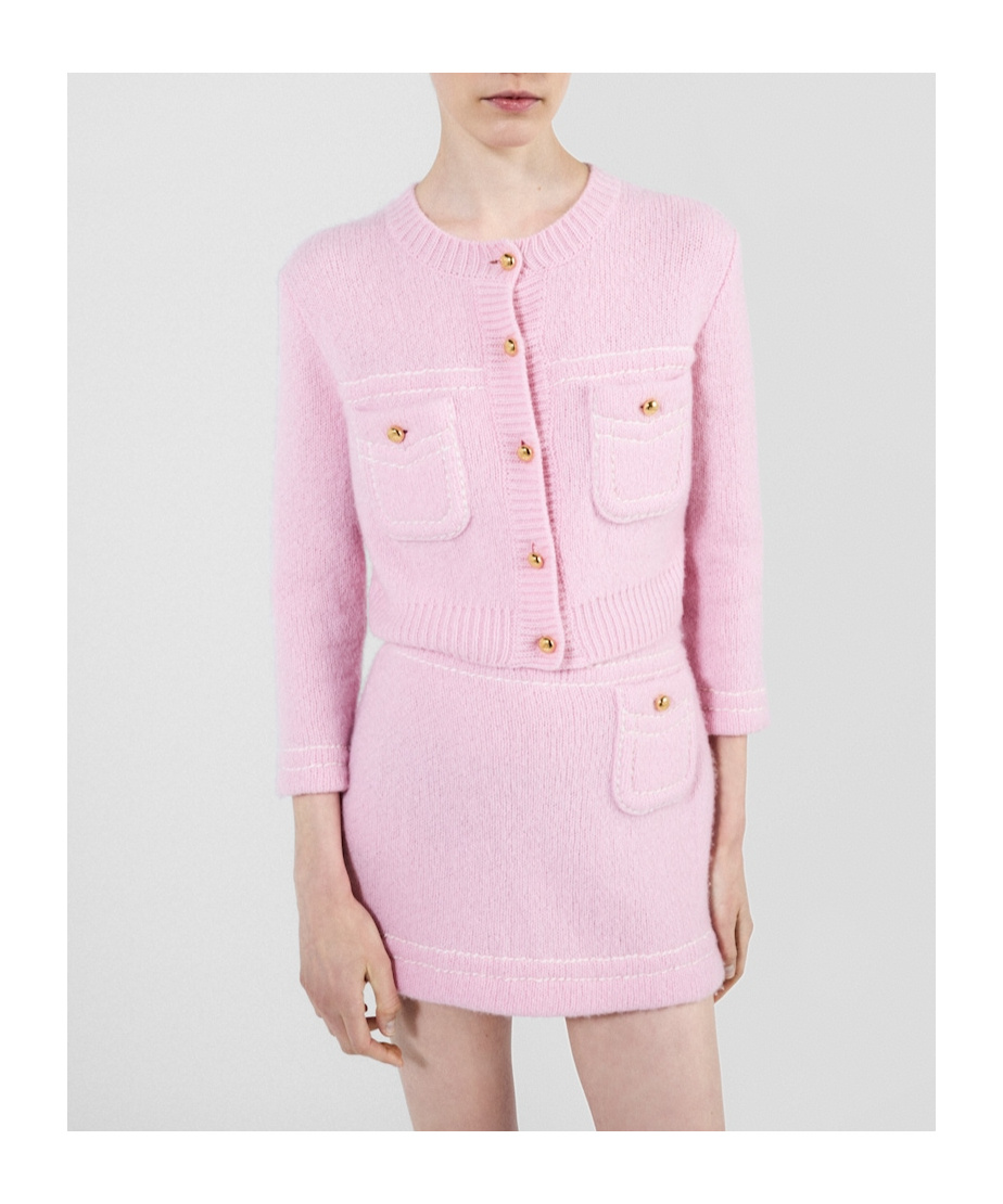 Prada Womens Pink Button-embellished Boxy-fit Cashmere Cardigan In Pink