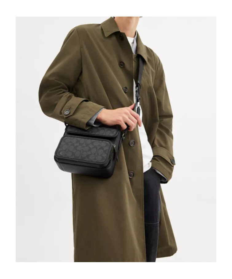 Coach Sullivan's Signature Canvas Clamshell Crossbody Bag In Black