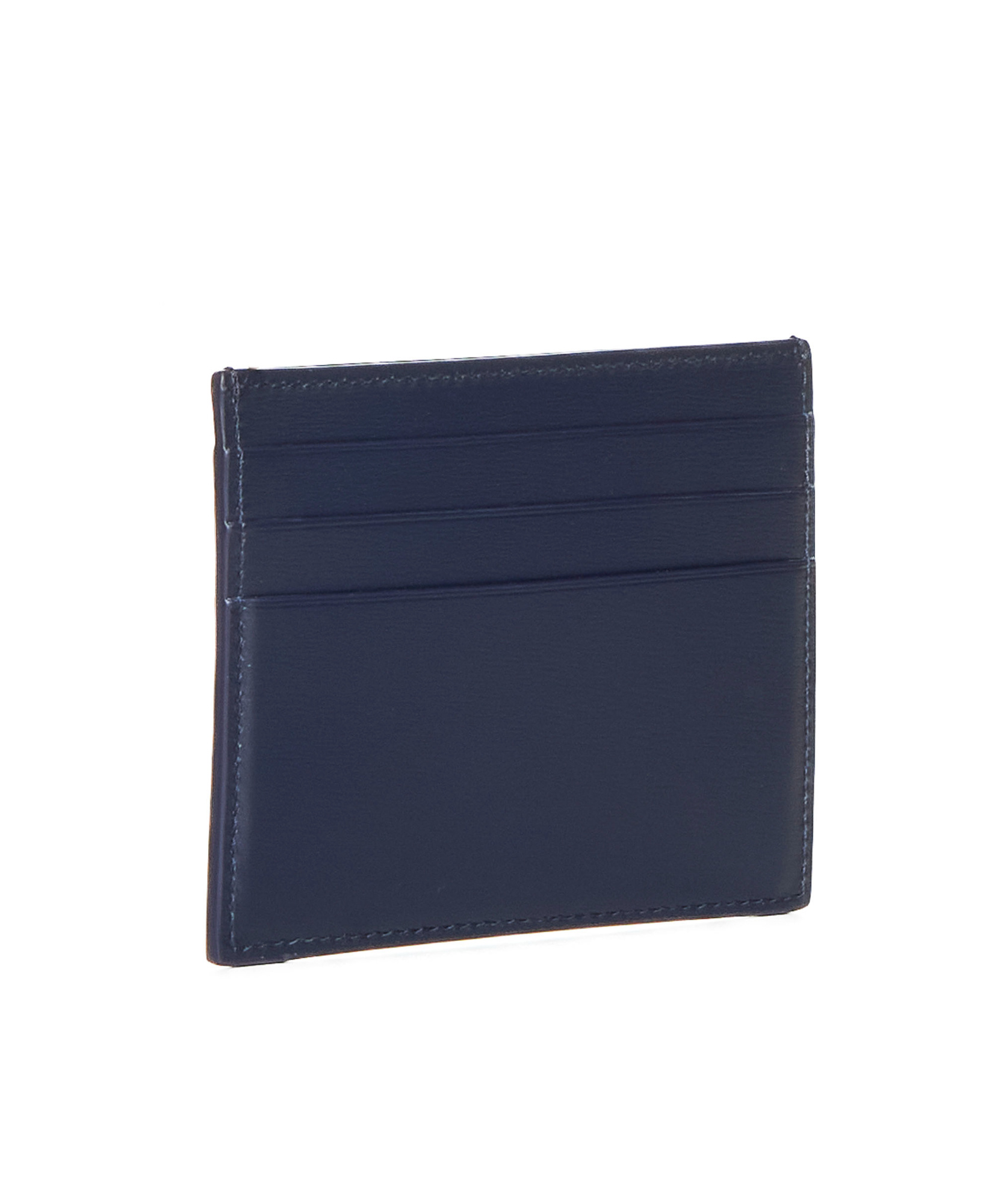 Ferragamo Florence Blue Card Holder With Logo Lettering On The Front In Leather Man In Black