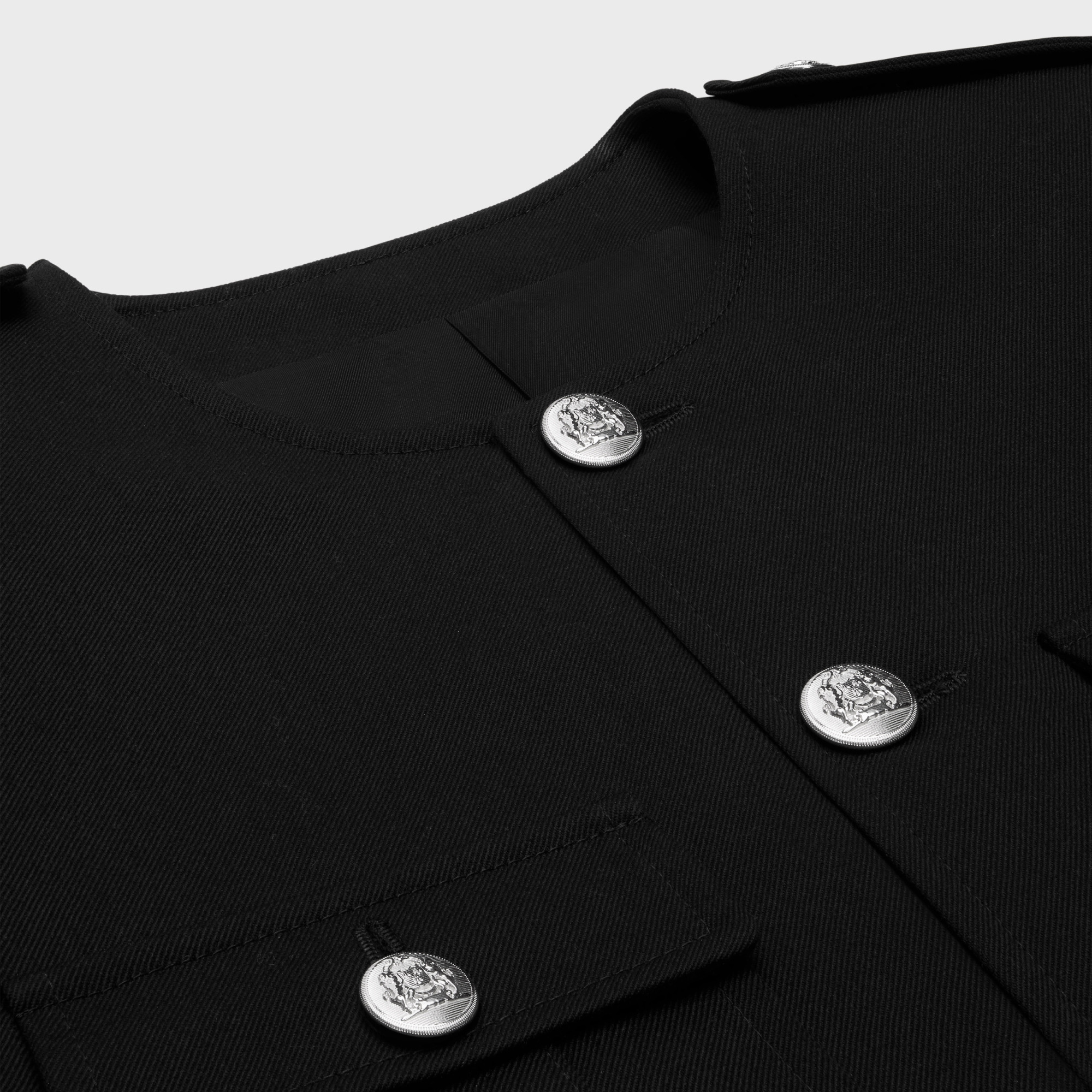 Celine Long-sleeved Wool Casual Jacket In Black
