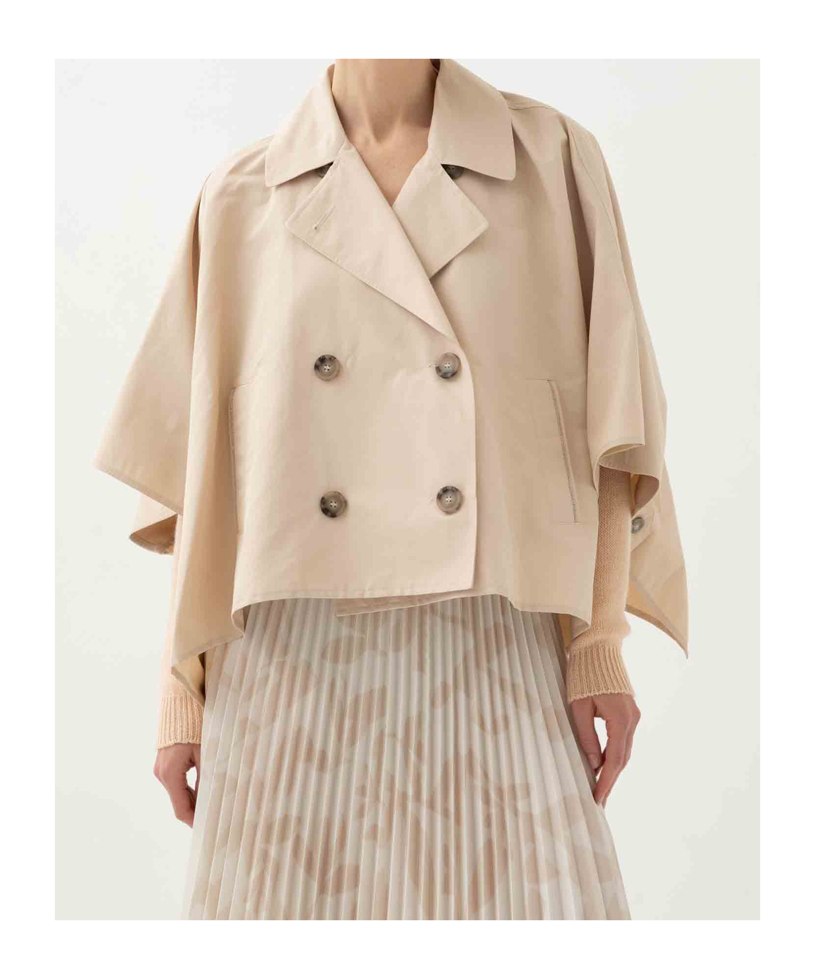 Shop Peserico Double-breasted Cape In Nude