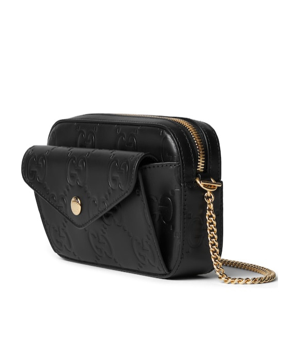 Gucci Gg Black Leather Mini Shorts In Black