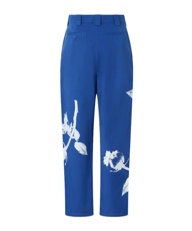 Pinko Floral-print Cotton Pants In Blue