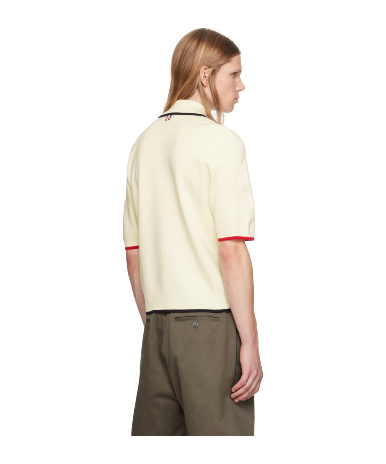 Thom Browne Rwb Stripe Short Sleeves Milano Stitch Polo In White