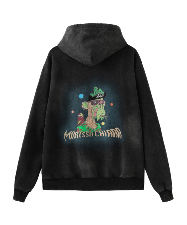 Marissa Chiara Long-sleeved Zip-up Sweatshirt In Black