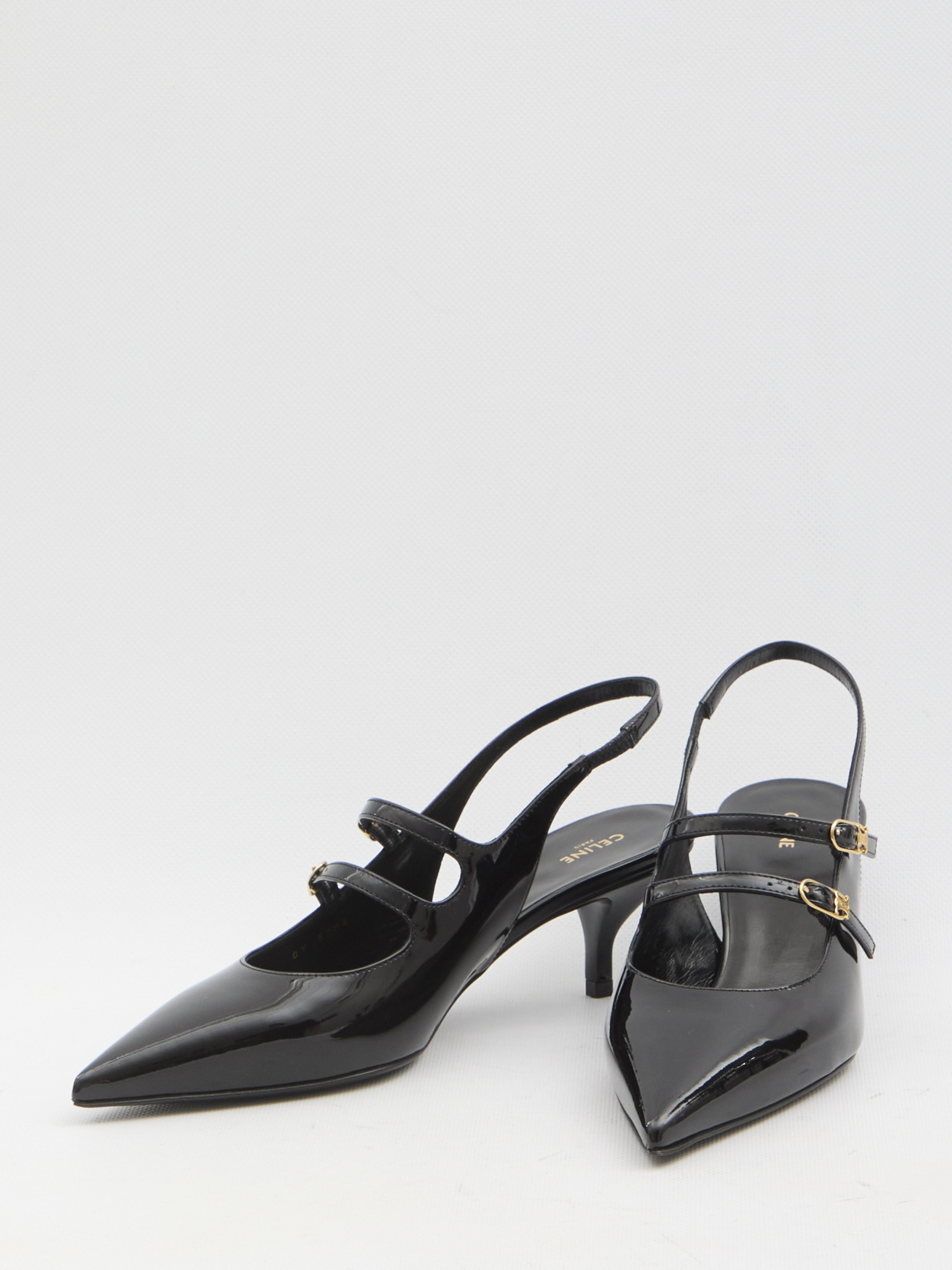 Celine Pointed Toe Mary Jane Shoes In Black