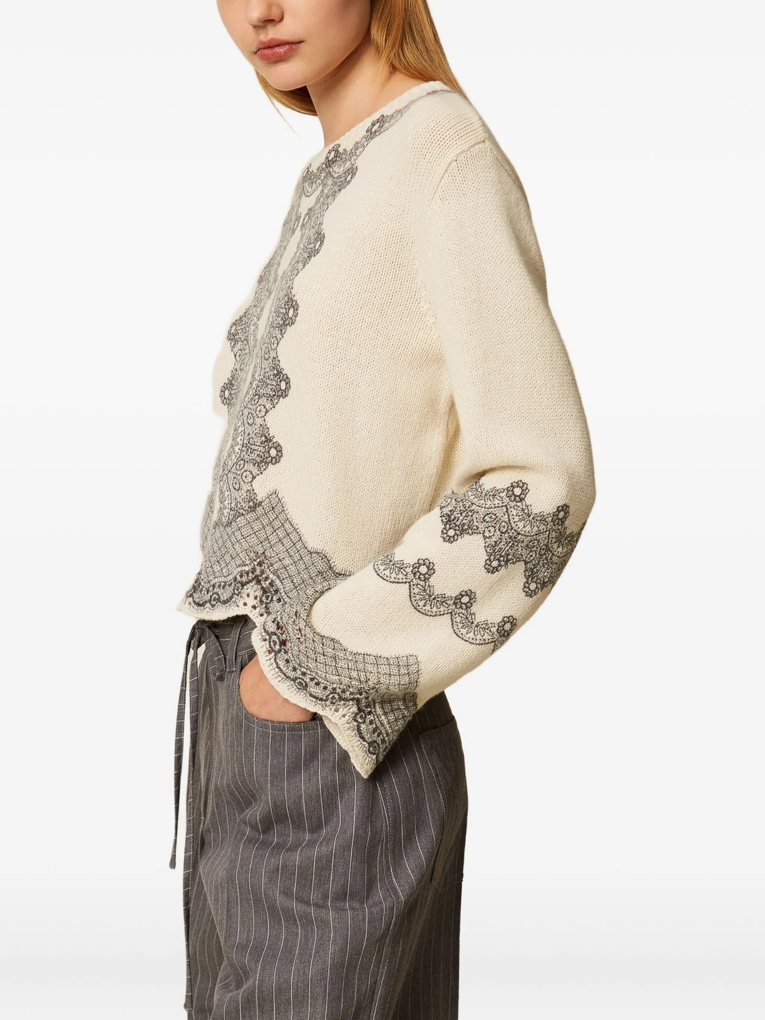 Twinset Patterned Knitted Top In Gold