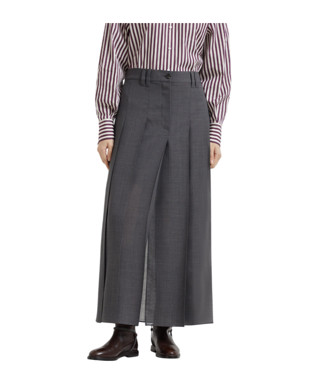 Brunello Cucinelli Wool Skirt In Gray