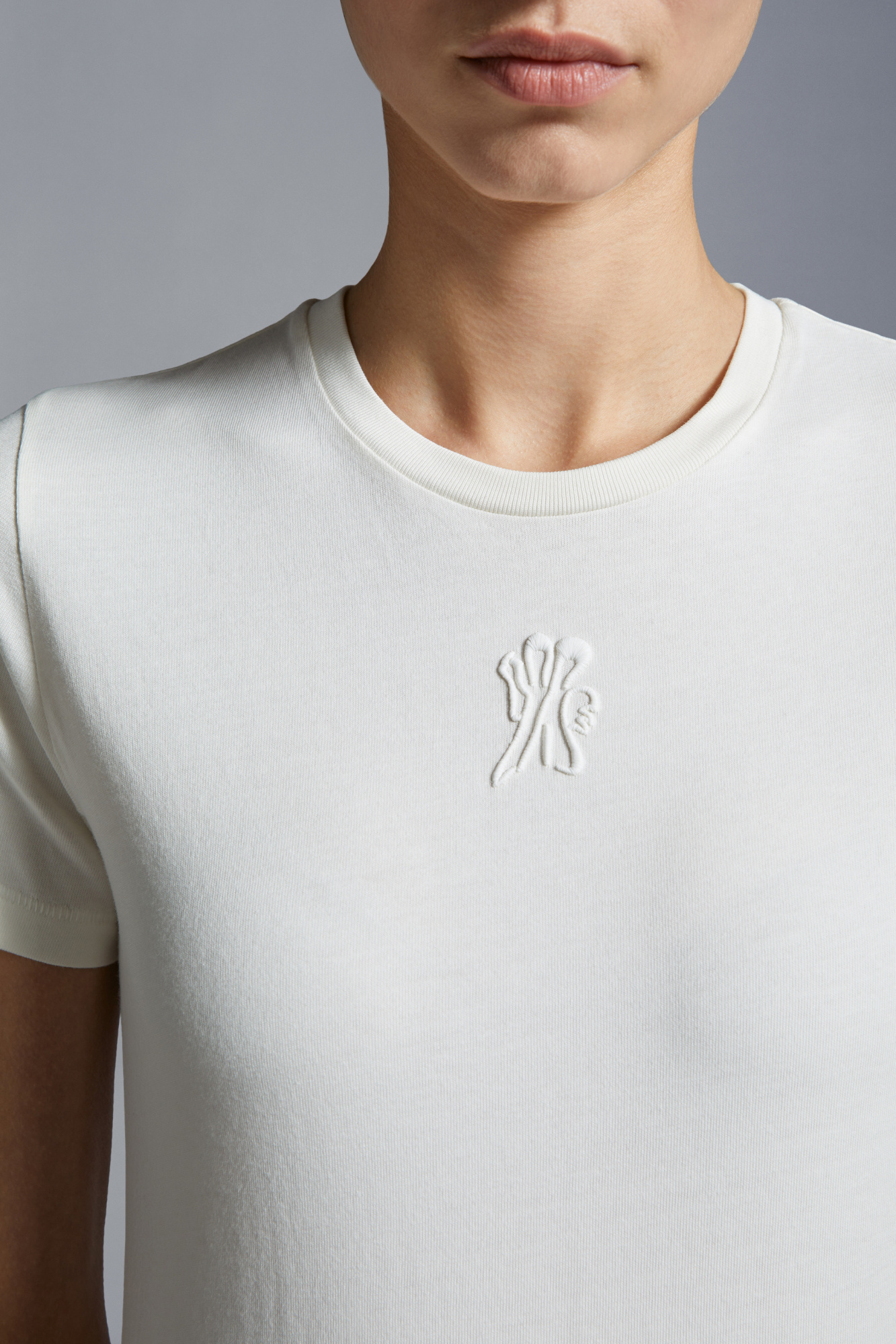 Moncler Logo-embroidered Cotton T-shirt In White