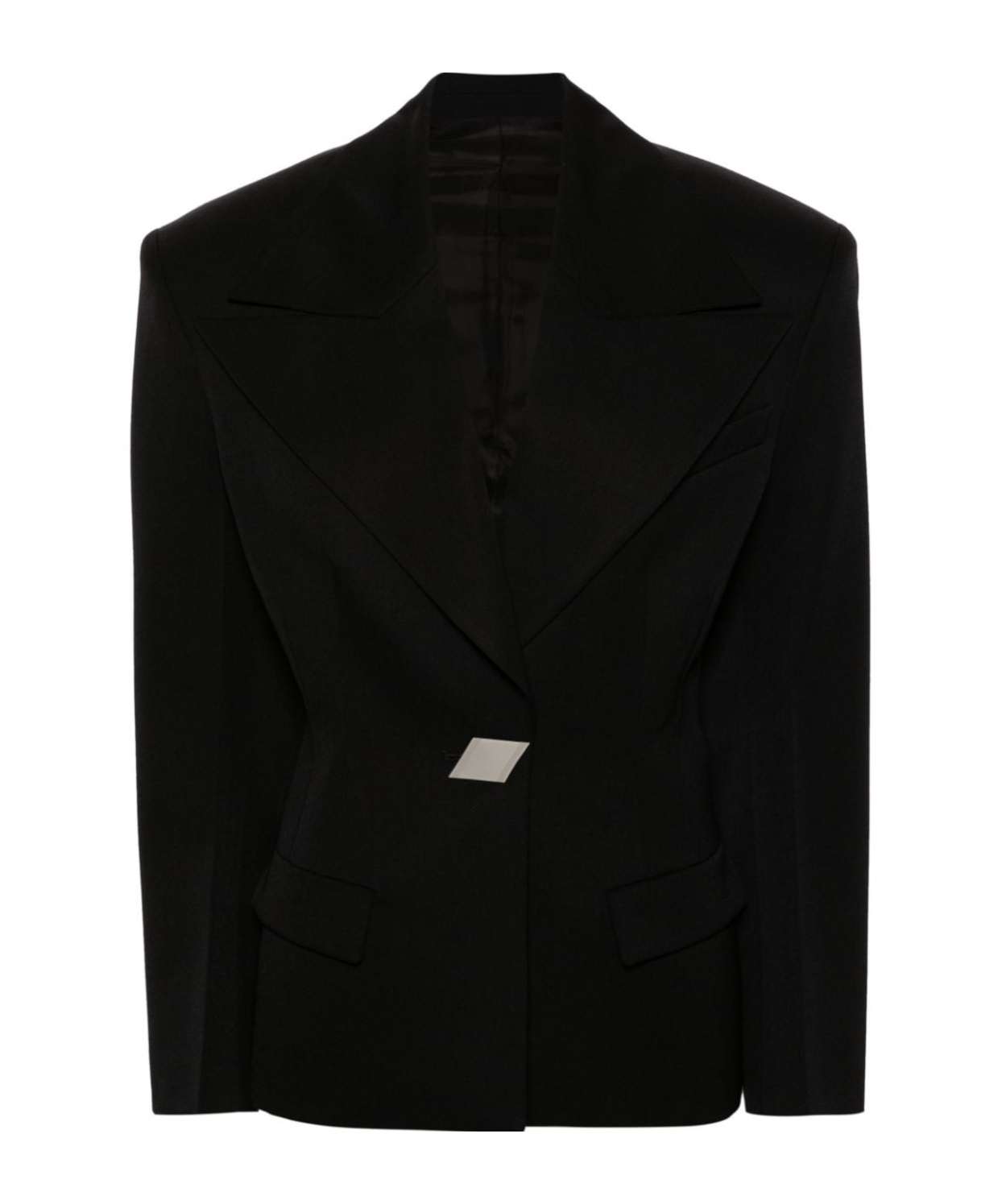 Attico Single-breasted Maxi-shoulders Blazer In Black