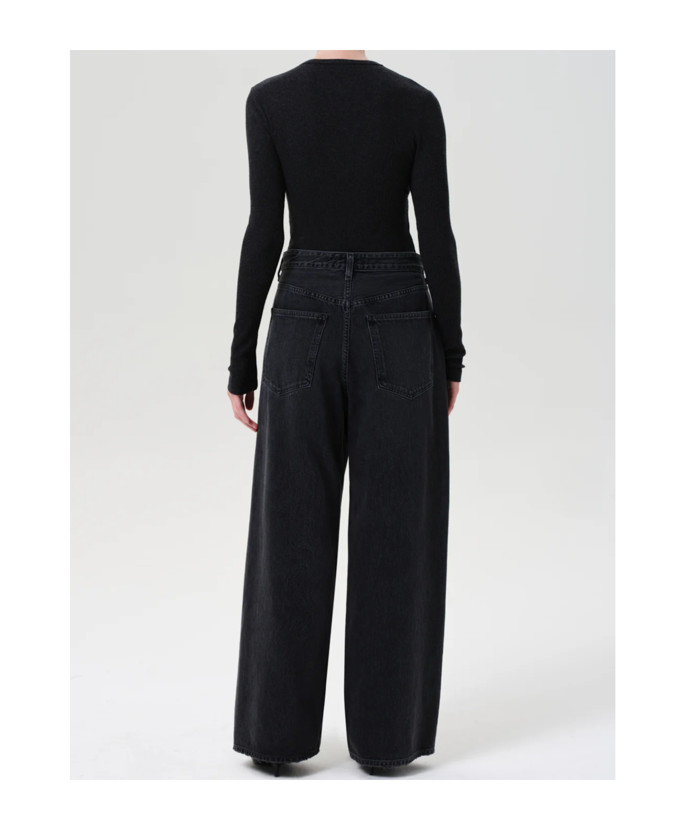Agolde Pleated Detail Denim Trousers In Black