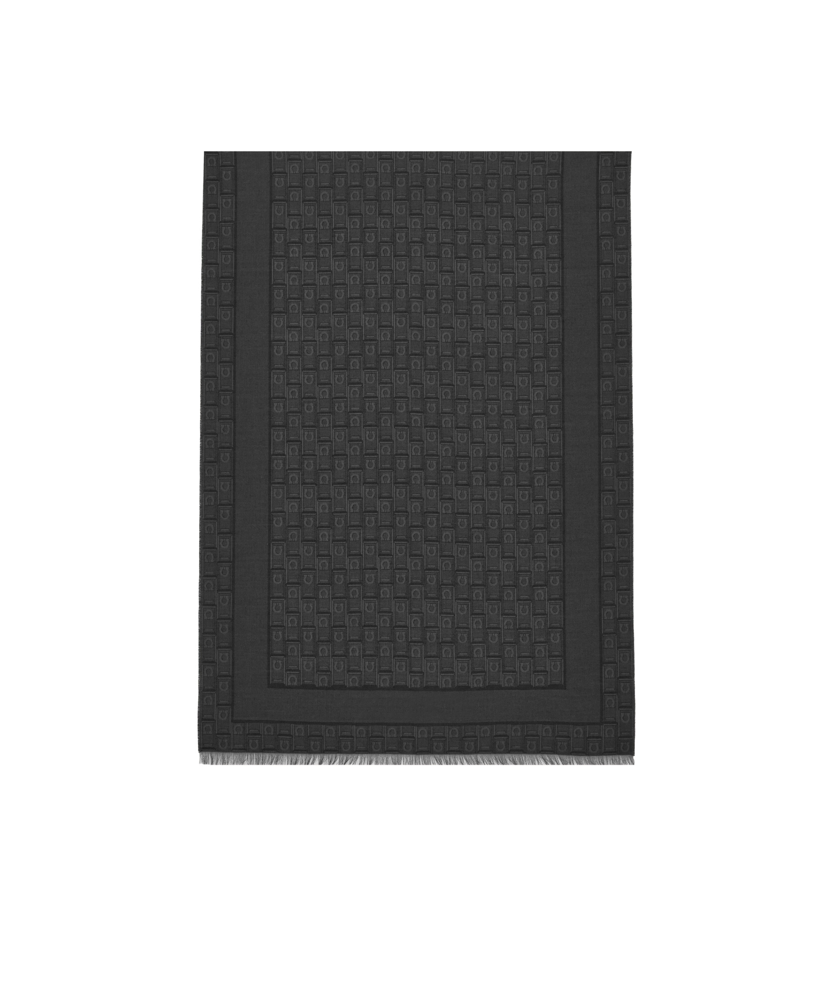 Ferragamo Gancini Monogram Jacquard Wool Scarf In Black