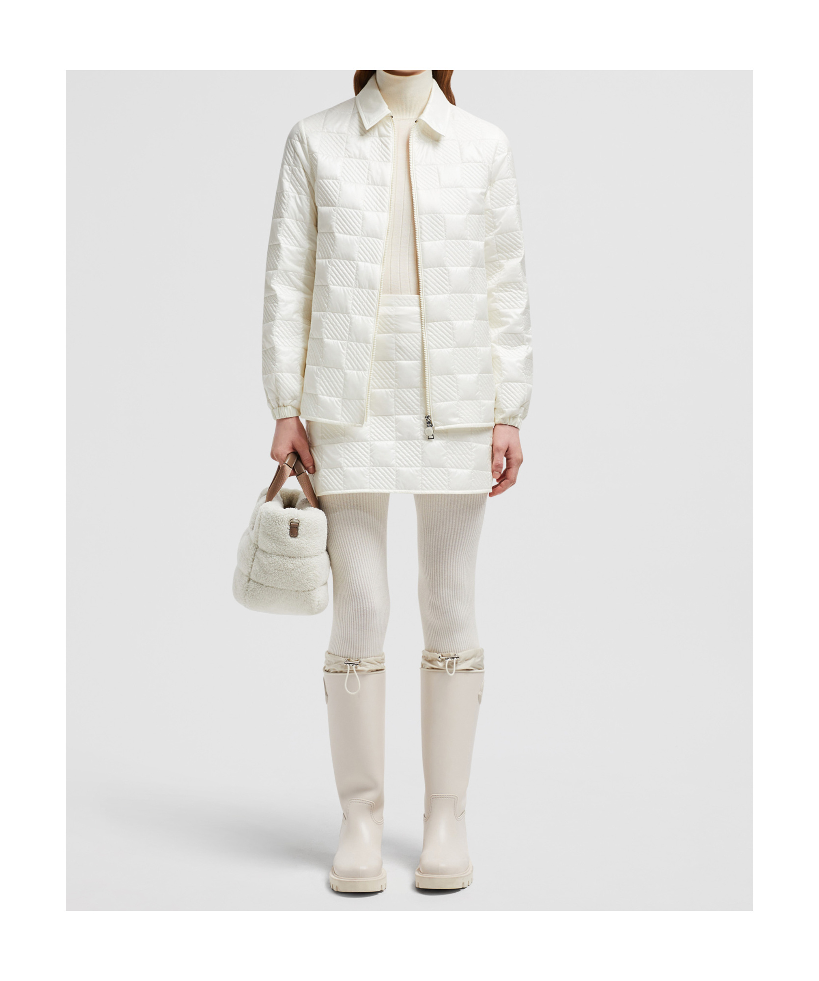 Moncler Logo-patch Quilted Mini Skirt In White