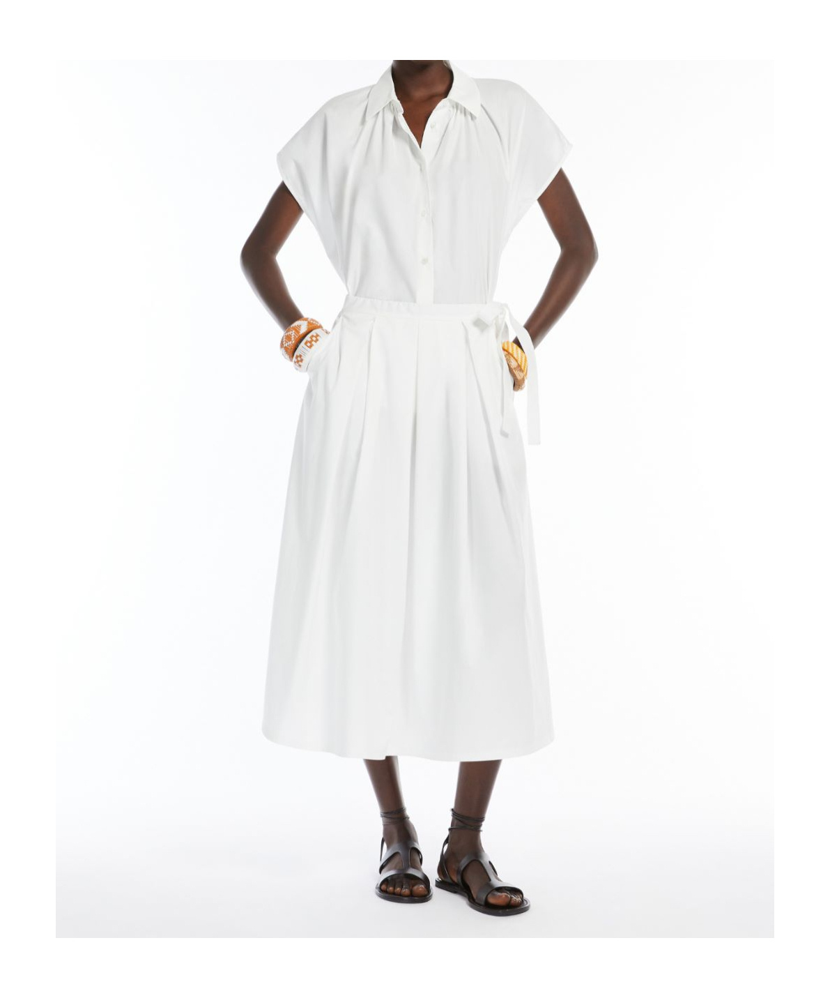 Weekend Max Mara High Waist Pleated Skirt In White