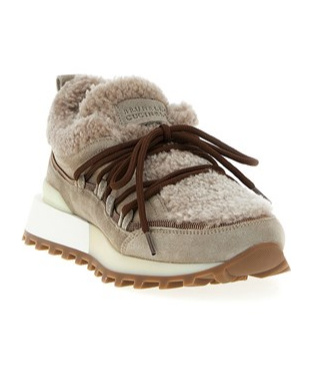 Brunello Cucinelli Chunky Sole Sneakers Pull Tab In Brown