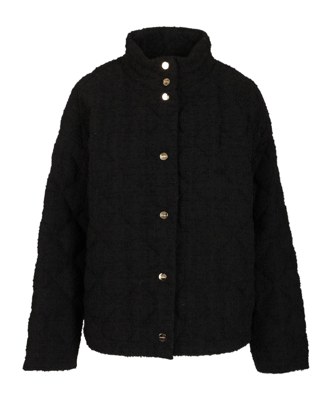 Max Mara Studio Button-up Puffer Jacket In Black