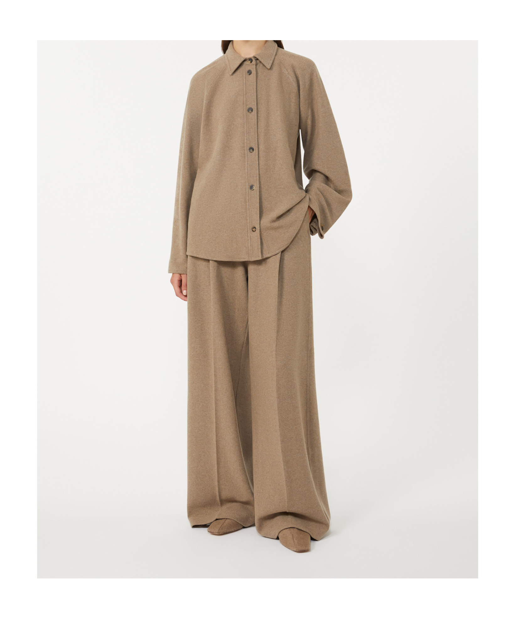 Max Mara Cashmere Flannel Trousers In Brown