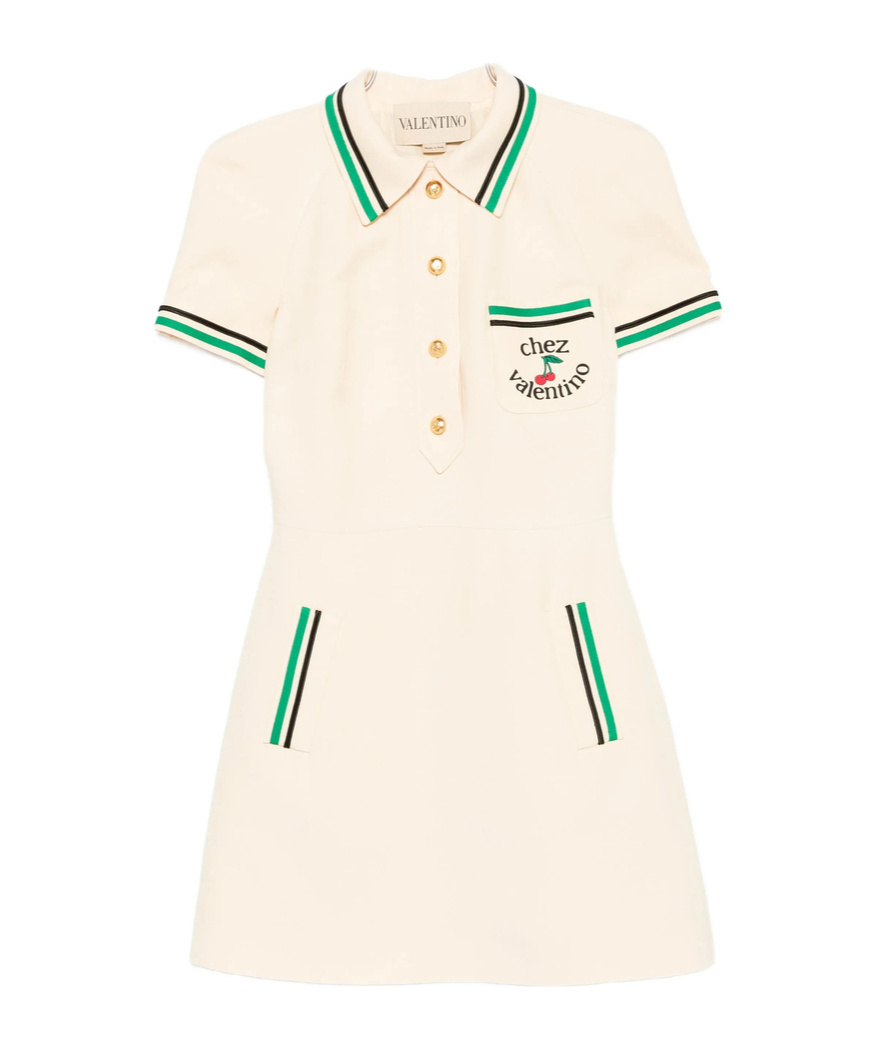 Valentino Short Sleeve Polo Dress In Beige