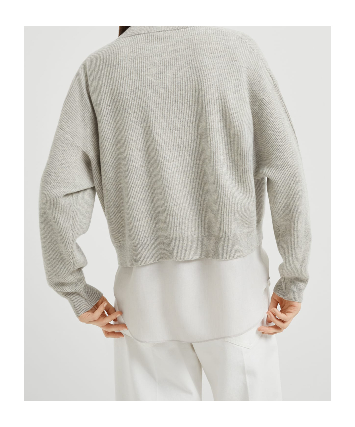 Brunello Cucinelli Cashmere Layered Sweater In Gray
