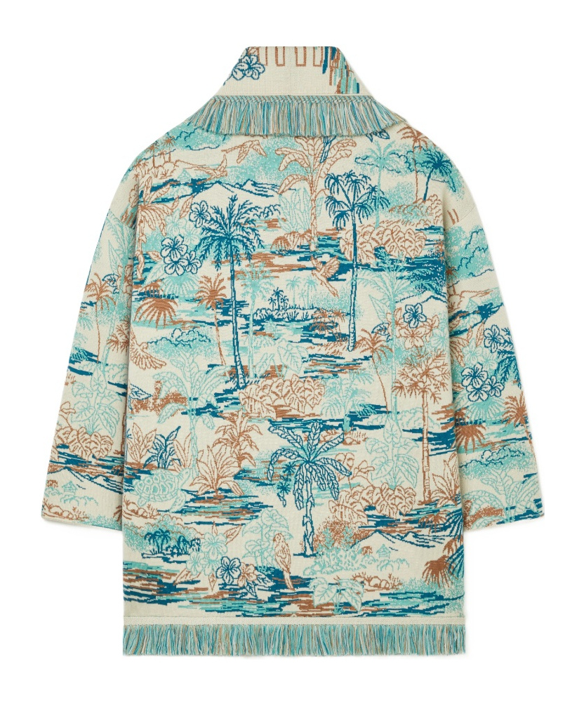 Alanui Lost In The Blue Fringed Cardigan In Multi