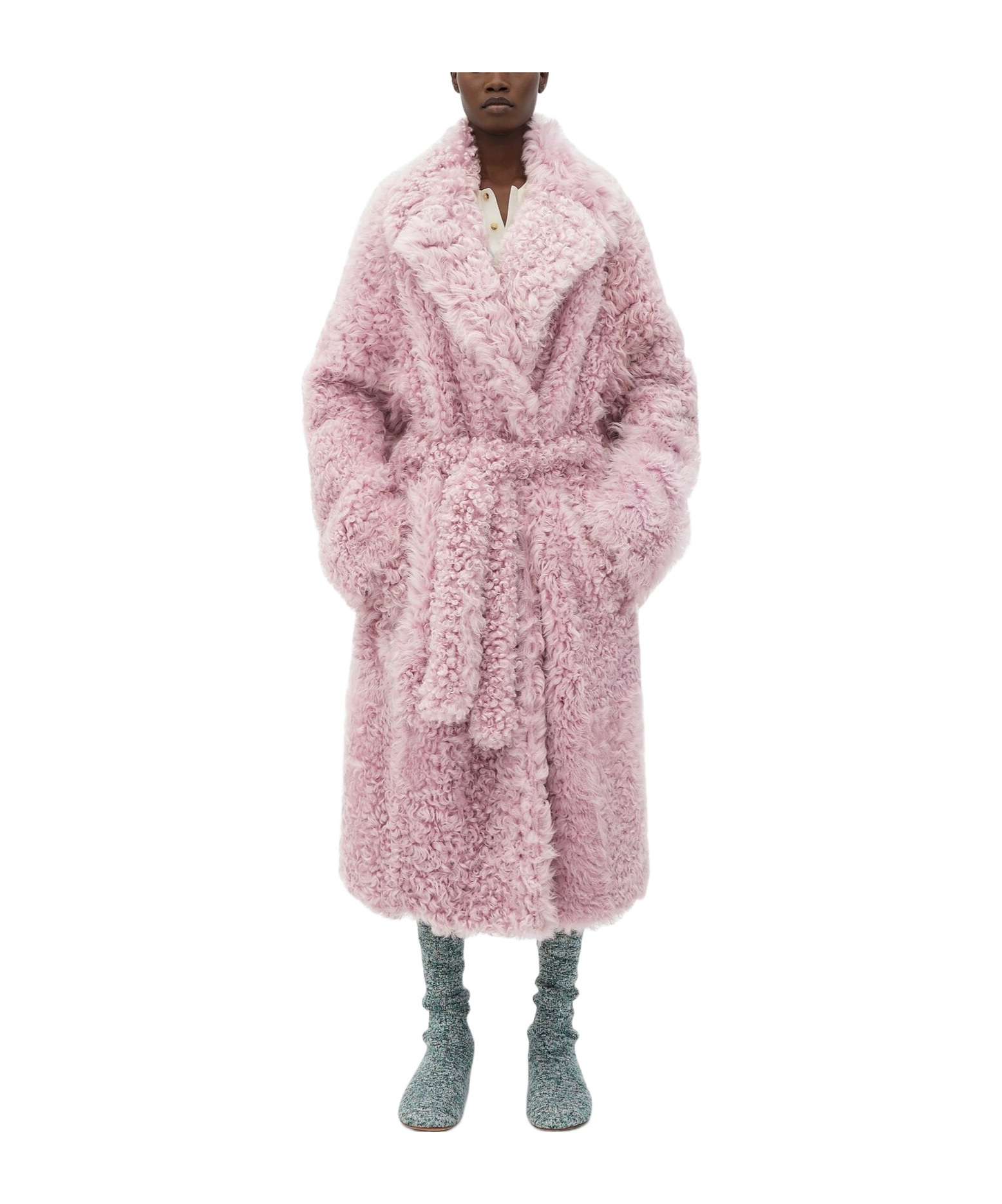 Bottega Veneta Manteau En Shearling In Pink
