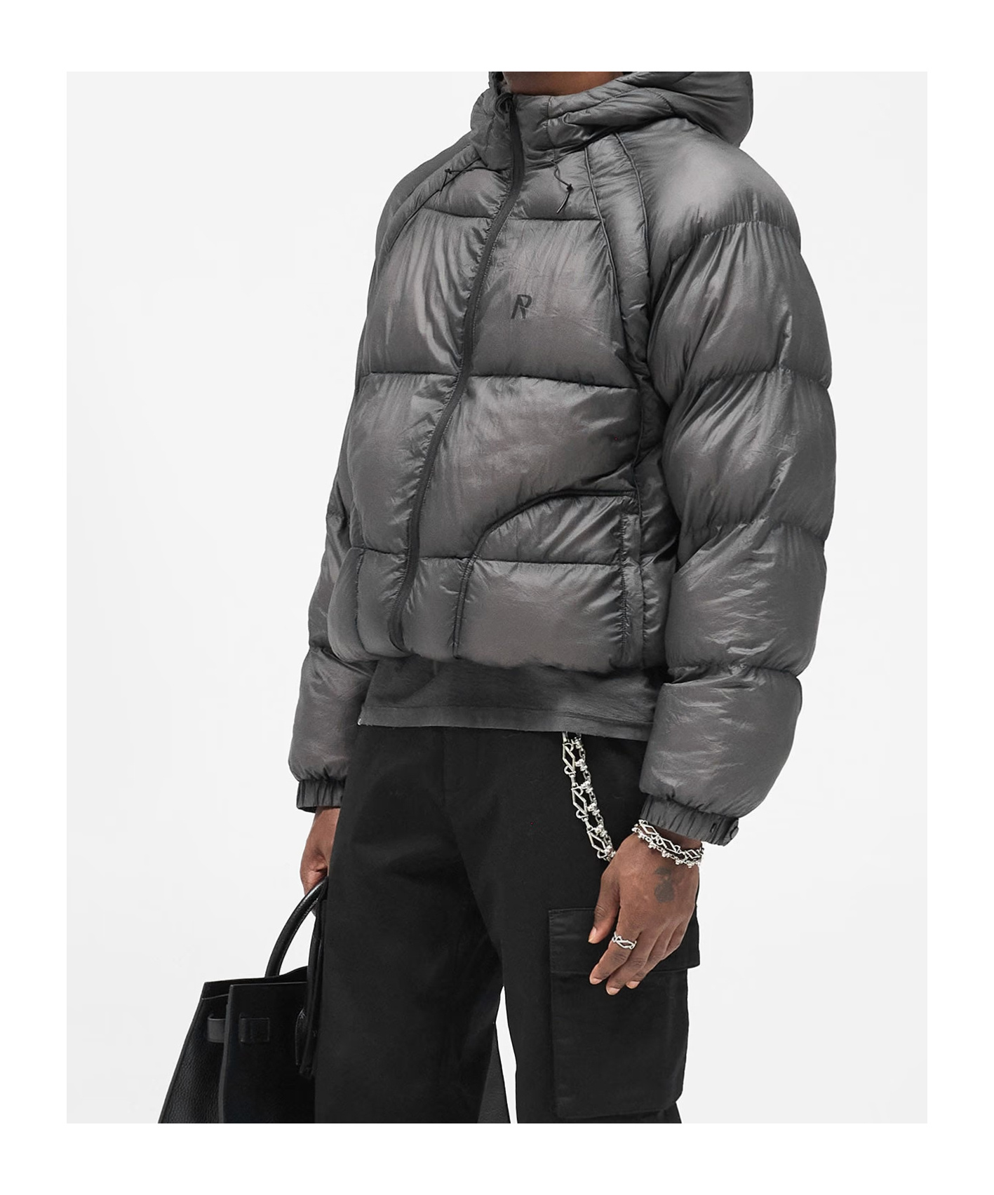 Represent Down Jacket With Logo In Black