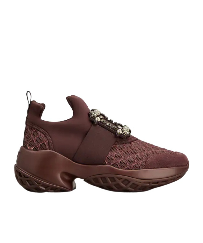 Roger Vivier Viv' Run Sneakers In Fabric In Burgundy
