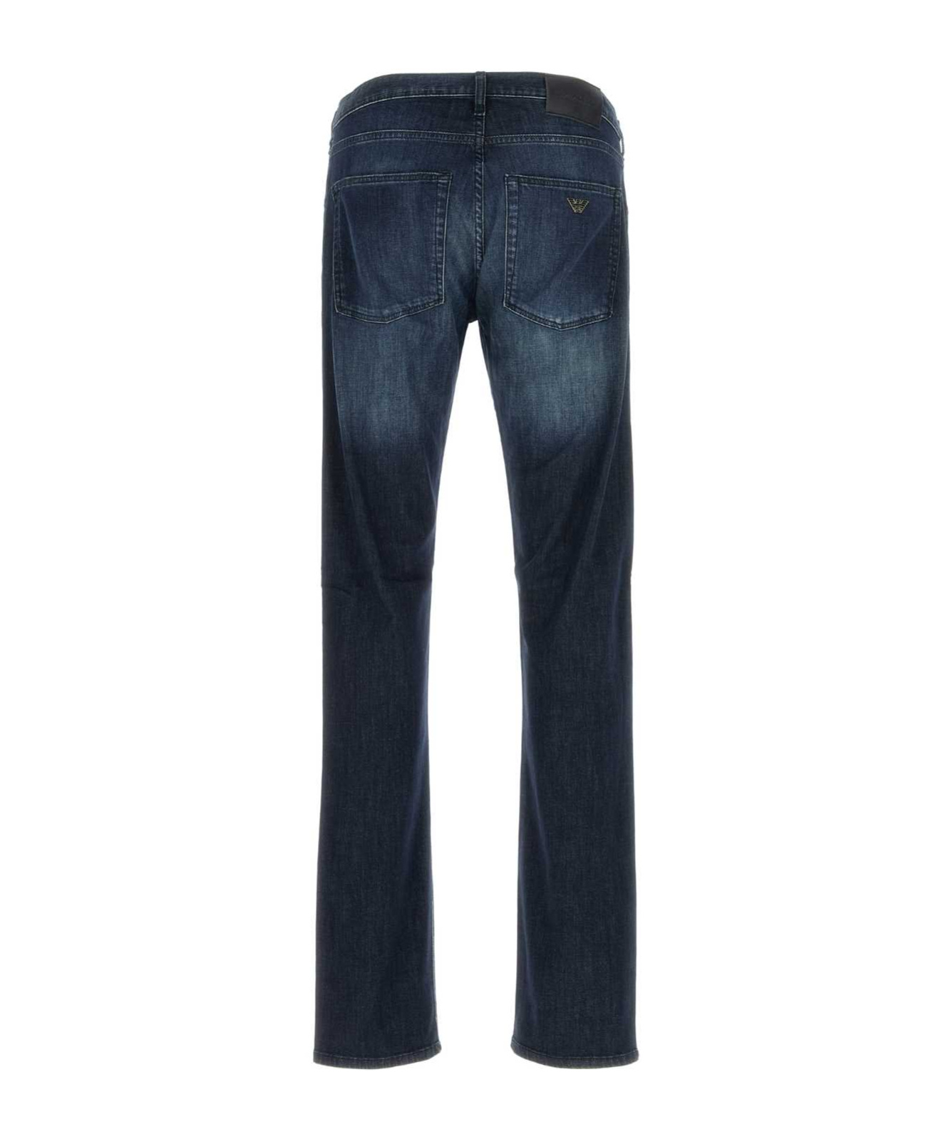 Emporio Armani Faded Effect Stretch Denim Jeans In Black