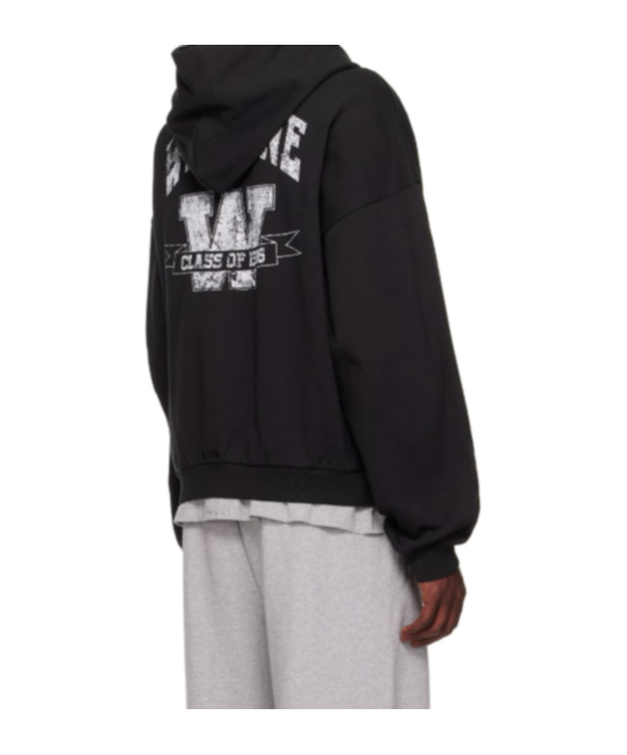 We11 Done Collegiate Zip-up Hoodie In Black