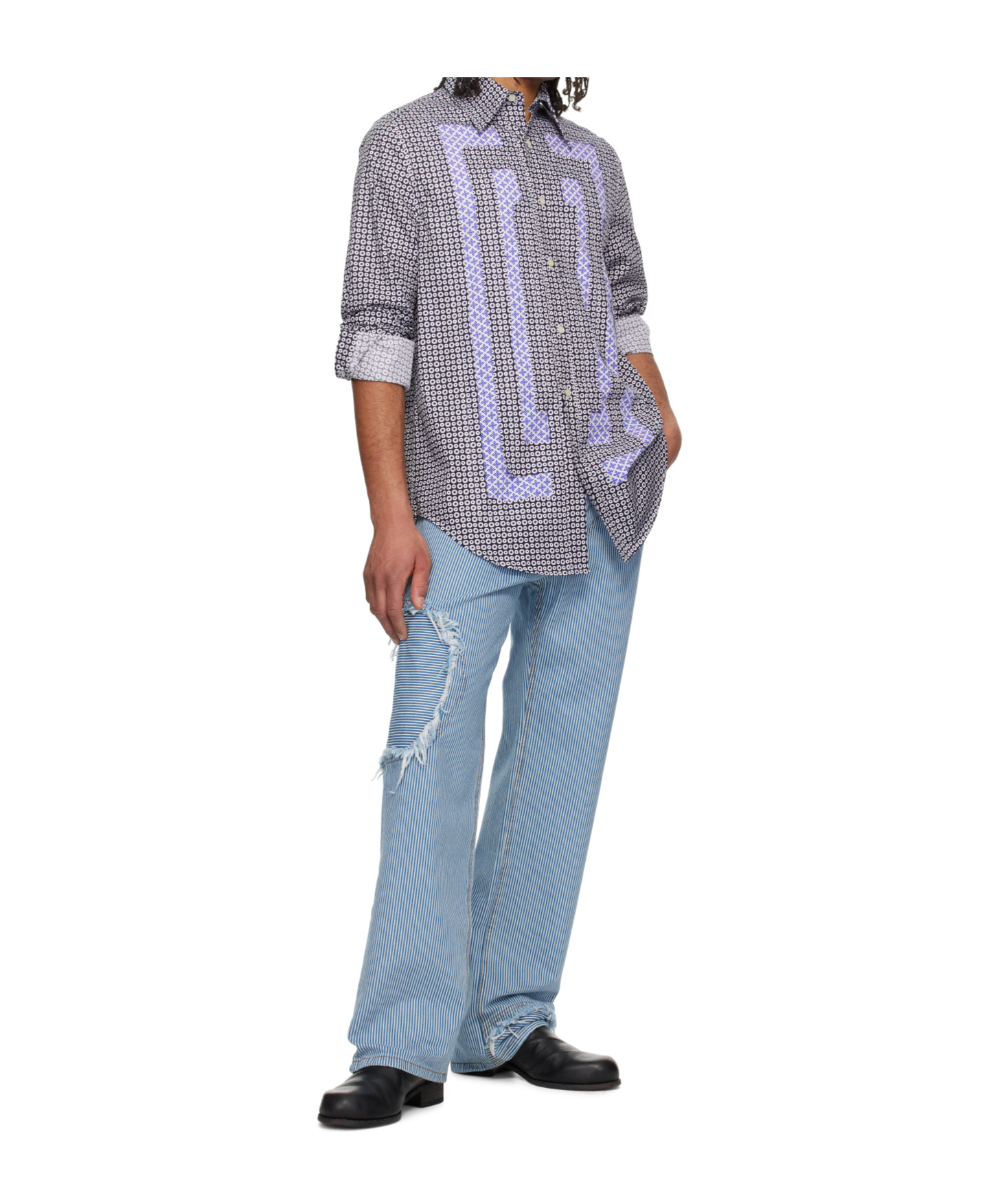 Edward Cuming Circle Window Jeans In Blue