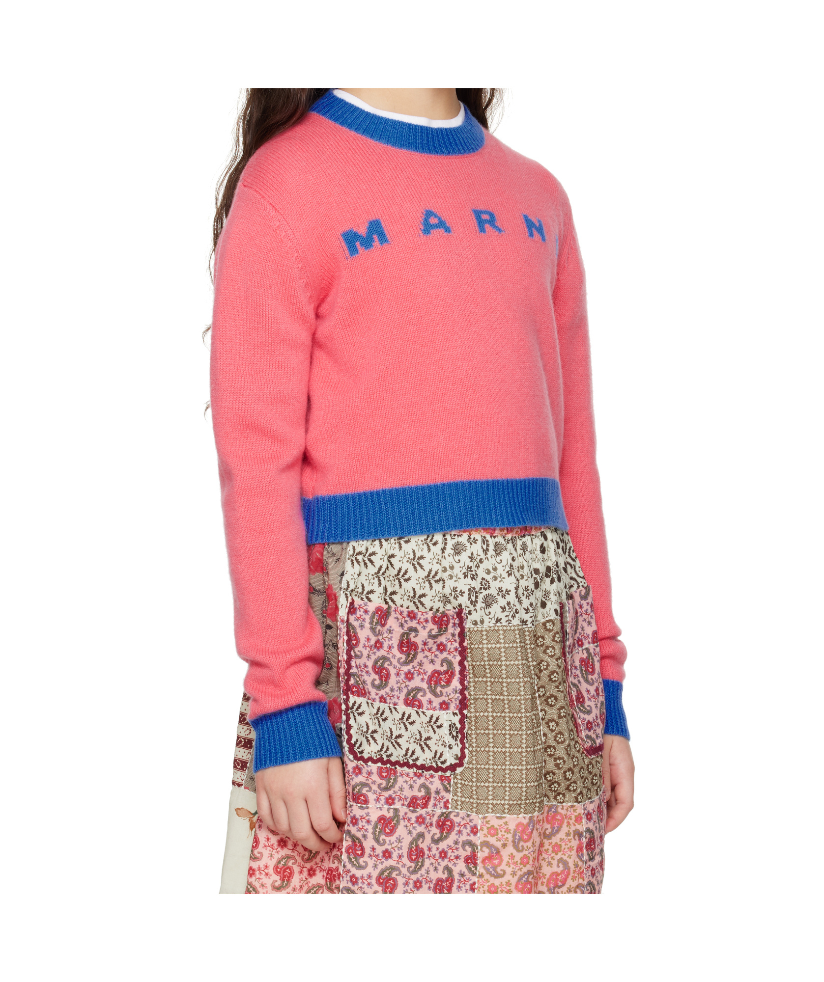 MARNI MARNI KIDS LOGO INTARSIA KNITTED JUMPER