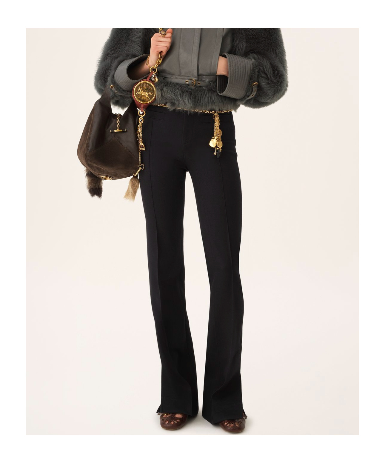 Chloé Tailored Pants In Wool Gabardine In Black