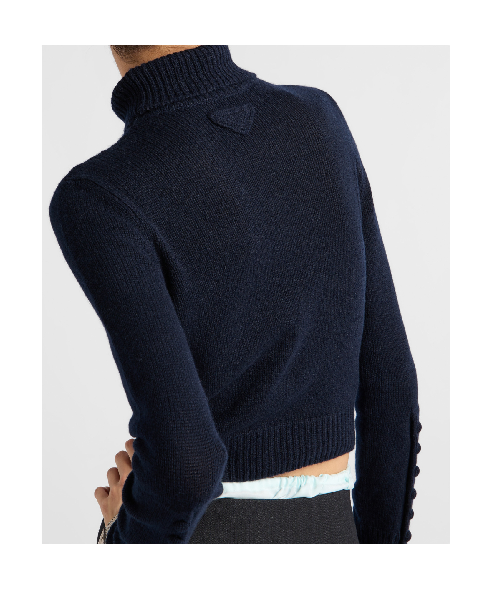 Prada Turtleneck Cashmere Sweater In Navy Blue
