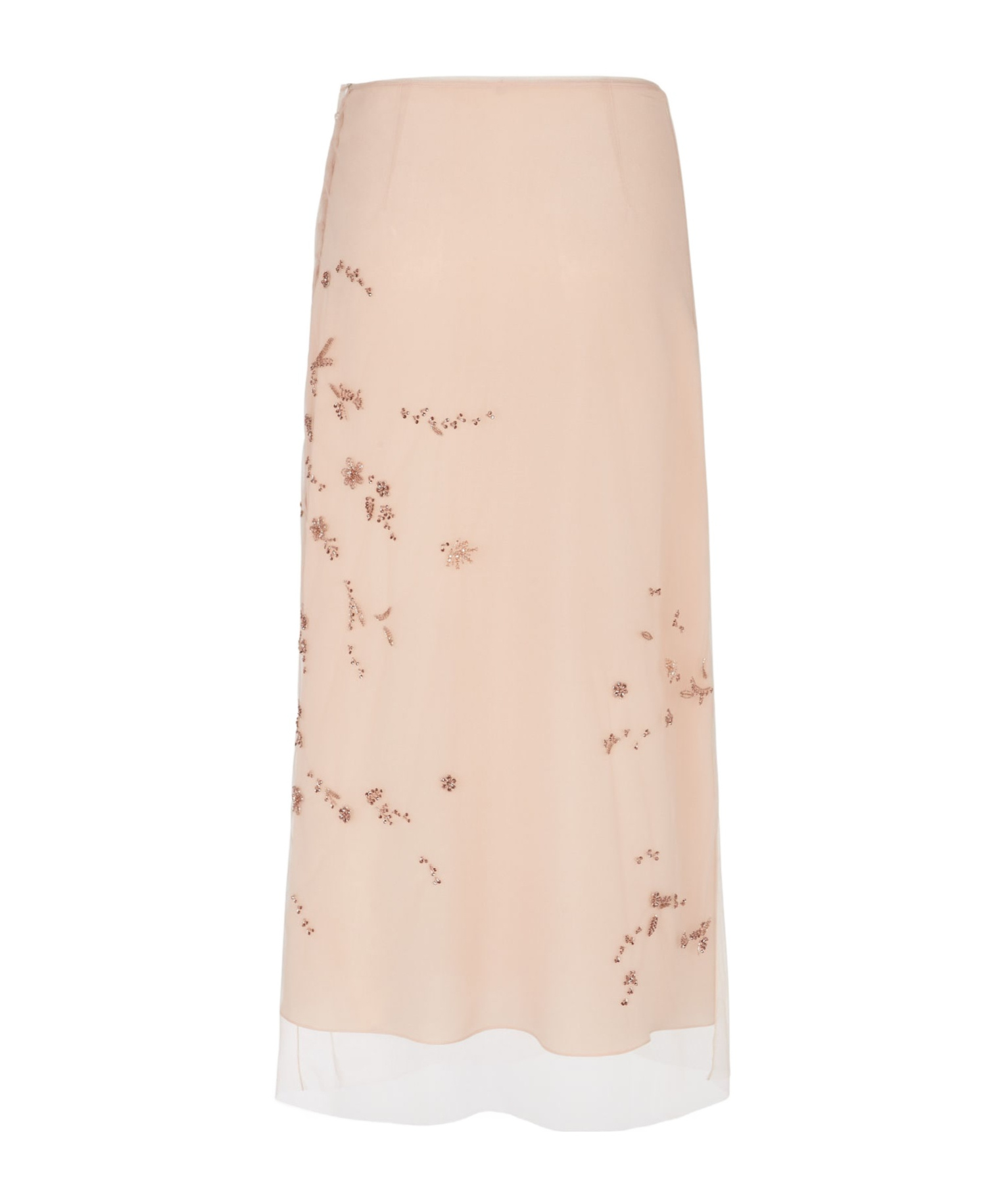 Fendi Floral Embellished Midi Tulle Skirt In Neutral