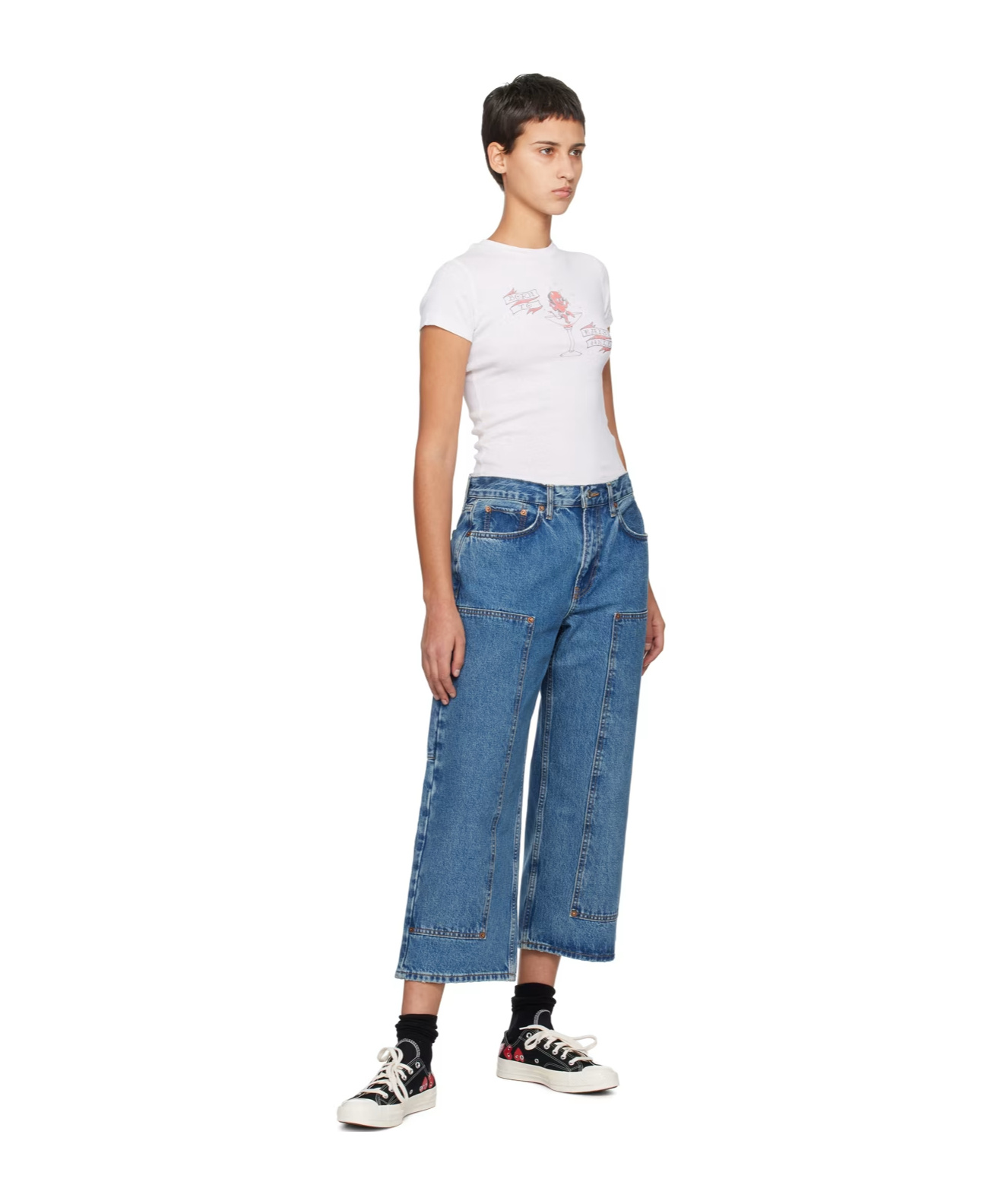 Re/done The Shortie Mid-rise Cropped Jeans In Blue